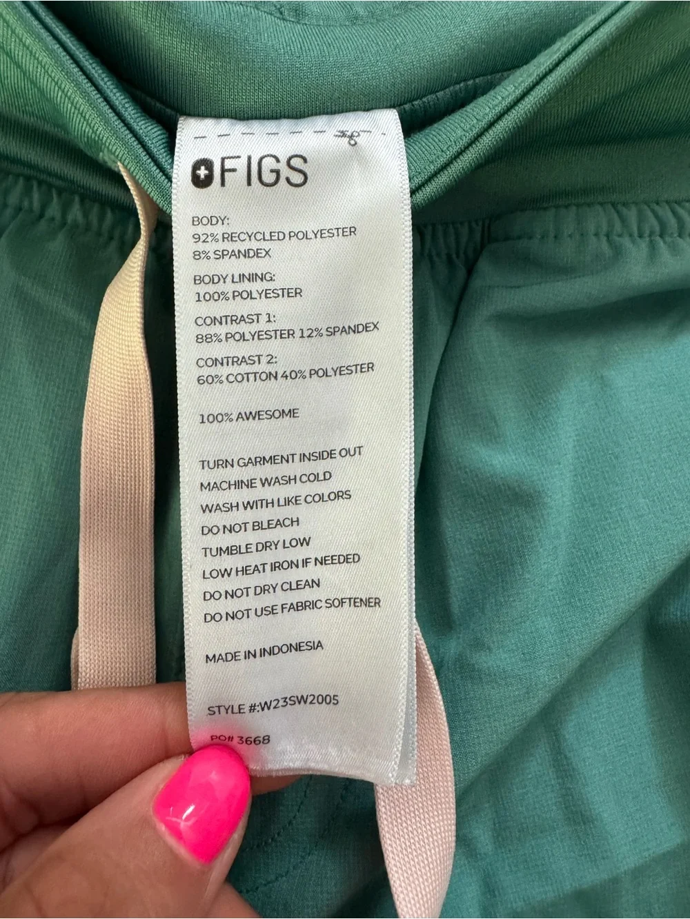 Figs Men's Teal Drawstring Joggers with Pink Tie